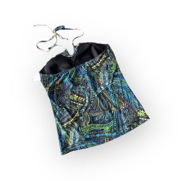 new Papillon Blanc 🝮 Shaped Boho Halter Corset Top 🝮 Floral Paisley Print 🝮 L - Picture 11 of 16